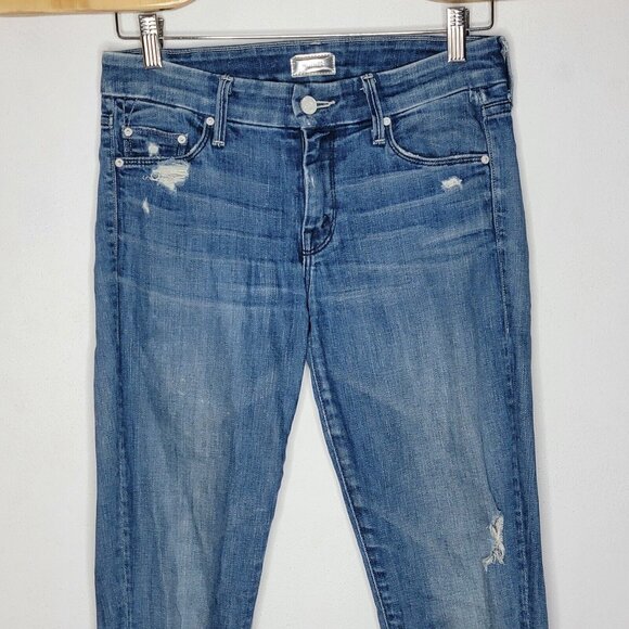 Mother Size 26 The Looker Graffiti Girl Distressed / Destroyed Skinny Blue Jeans - Picture 3 of 9